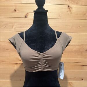 Athleta Brown Crop Tee with Built-In Bra
